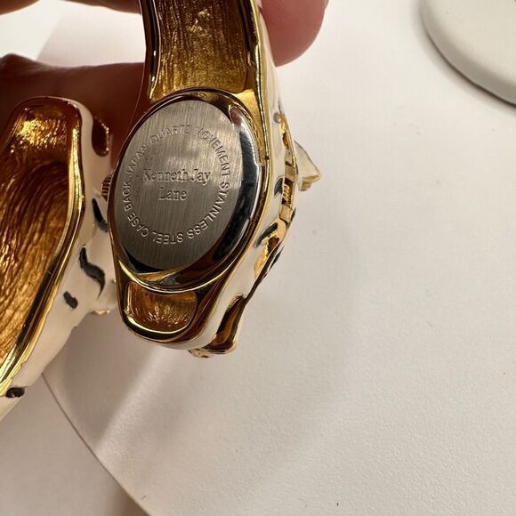 RARE Vintage KJL flawless condition white tiger watch clamp cuff bracelet! - Picture 7 of 11